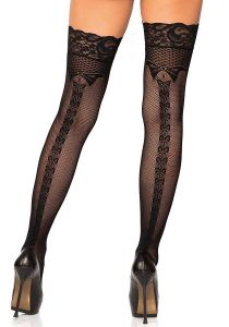 Leg Avenue 1948 Bow Backseam Stay Up Net Thigh Highs