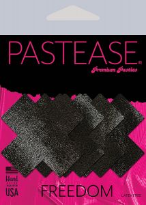 Pastease® Petite Plus X: Zwei Paar kleine Kreuze Nippel Pasties schwarz perlend