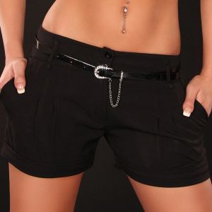 In-Style Fashion KH66 Sexy tucks shorts with pockets and belt