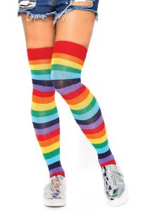 Leg Avenue 6606 Spandex Acrylic Rainbow Striped Thigh Highs