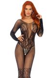 Leg Avenue 89190 Ouvert Bodystocking aus Spitze und Netz mit langem Arm