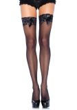 Leg Avenue 1912 Sheer Lace Top Thigh Highs with Satin Bow Accent