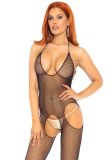 Leg Avenue 89031 Nahtloses Netz Neckholder-Catsuit mit tiefer Rückseite