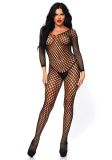 Leg Avenue 8748 Seamless Long Sleeved Ring Net Bodystocking black