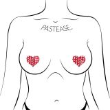 Pastease®Petites: 2 Pair Small Red Hearts Pattern on White Hearts Nipple Pasties