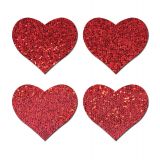 Pastease® Petites: 2 Pair Small Red Glitter Hearts Nipple Pasties