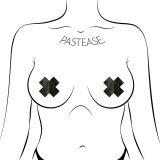 Pastease® Petite Plus X: Zwei Paar kleine Kreuze Nippel Pasties schwarz perlend