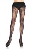 Leg Avenue 9775 Jacquard Micro Netz Spitzen Strumpfhose mit Rosen