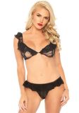 Leg Avenue 81574 Zweiteiliges Spitzen Rüschen Bralette mit passendem String