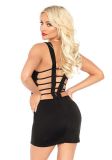 Leg Avenue LO86112 Black Deep-v Mini Dress With Plunging Strappy Back