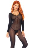 Leg Avenue 8297 Sheer Long Sleeved Scoop Neck Bodystocking